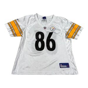 Pittsburgh Steelers Football Jersey Womens Large White Mesh NFL Reebok Ward 86